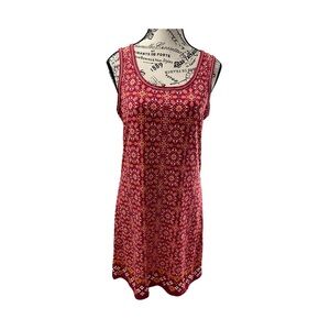 Max Studio Red Burgundy Floral Medallion Print Keyhole Back Dress NWT Size S